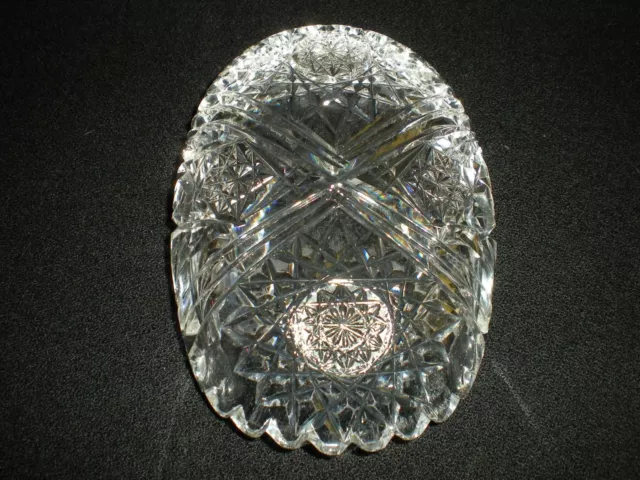 ABP Fine Cut Glass Small Pinched Bowl Hobstars American Brilliant Period 4