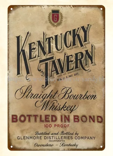 Kentucky Tavern Straight Bourbon Whiskey man cave diner metal tin sign