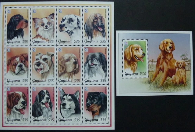Guyana 1995 Hunde Dogs Dalmatiner Windhund Rottweiler 5135-5146 Block 459 MNH