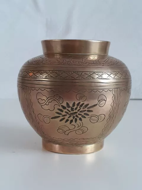 Antique Chinese Bronze Hand Engraved Pot. 7 Symbol Stamp. Work Of Art.