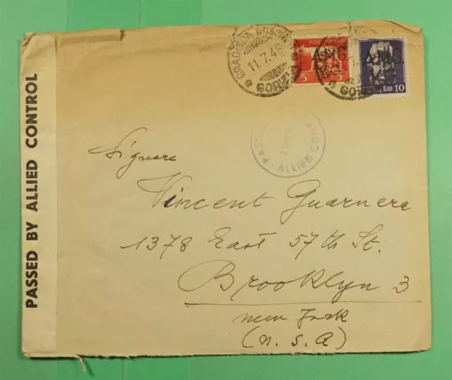 DR WHO 1946 ITALY TRIESTE AMG-FTT OVPT CENSORED TO USA j21582