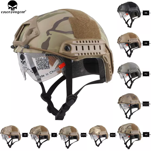 Emerson FAST Helm mit Schutzbrille MH Tactical Combat Airsoft Helme