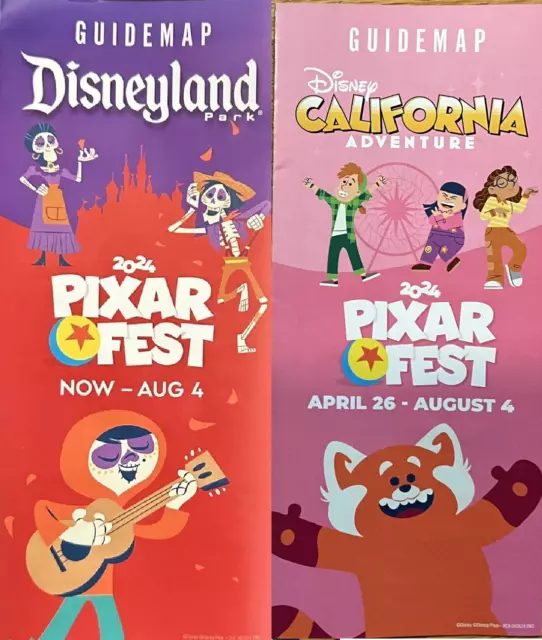 DISNEYLAND DCA PARK Guide Map Pixar Fest 2024 Guidemap Coco Turning Red