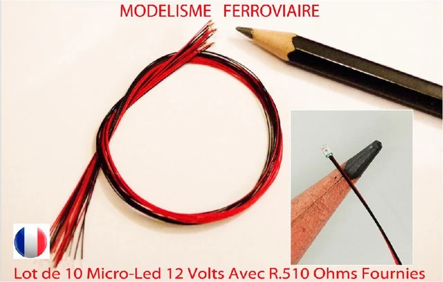 LOT 10 MICRO Led Ton Blanc 12v Avec R 510 JOUEF LIMA FLEISCHMANN Ho 1