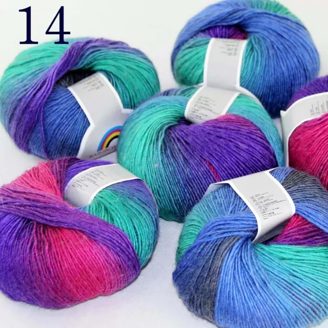 Sale 6Ballsx50gr Colorful Rainbow Rug Shawl Cashmere Wool Hand Crochet Yarn  03 – ASA College: Florida