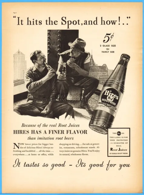 1937 Hires Root Beer Steelworkers Lunch Philadelphia PA Soda Soft Drink Ad