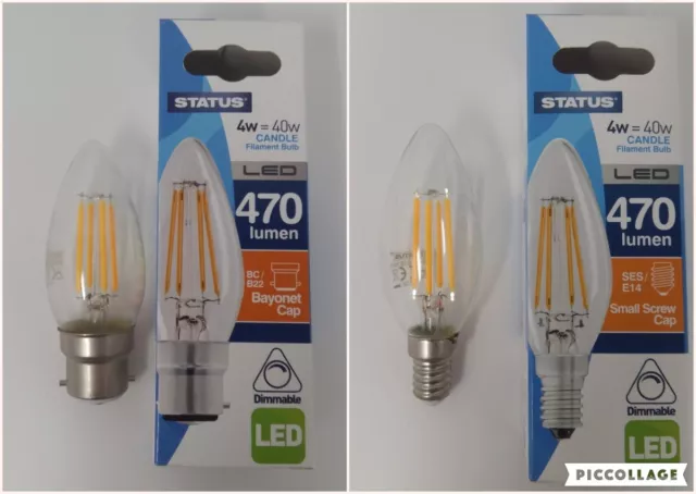 4w LED Filament Candle Light Bulb BC B22 SES E14 Dimmable 40w Great Value!