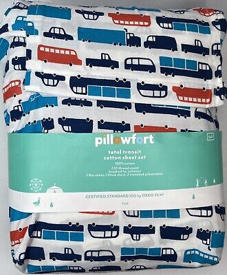 Juego de sábanas completas Pillowfort Total Transit 220 TC multicolor 100% algodón niños 4 piezas