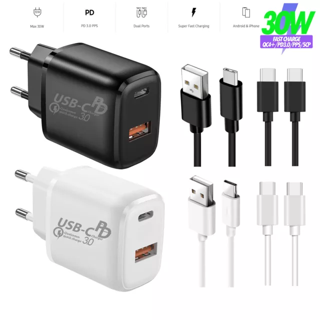 Für Samsung Galaxy Super Schnellladegerät Netzteil 30W Dual Port Usb C Ladekabel