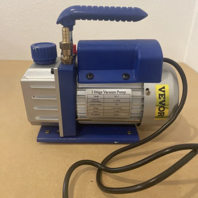 3 CFM Vevor Rotary Vane Deep 1 Stage RS-1 Vacuum Pump 1/3HP