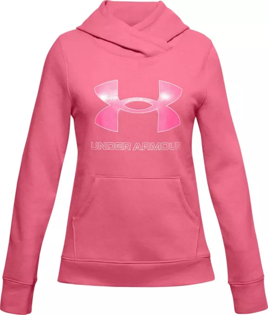 UNDER ARMOUR Big Logo Pink RIVAL FLEECE HOODIE Sweatshirt Girls Size XL  NEW
