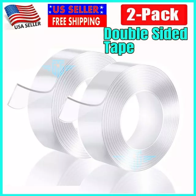 20FT Transparent Tape Double Sided Traceless Washable Adhesive Invisible Gel