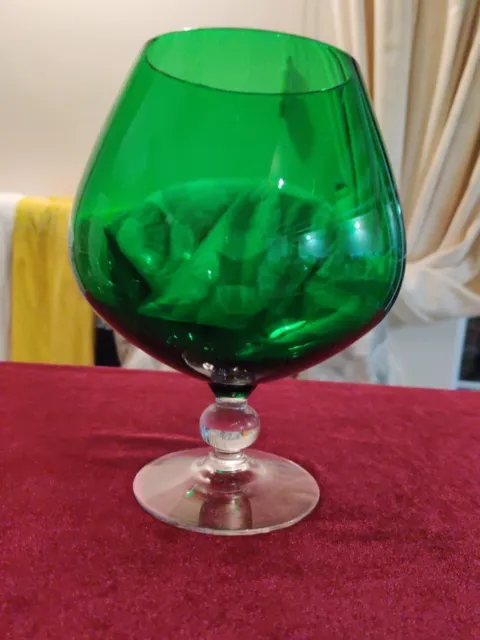 Vintage Emerald Green Glass Vase / Brandy Balloon.