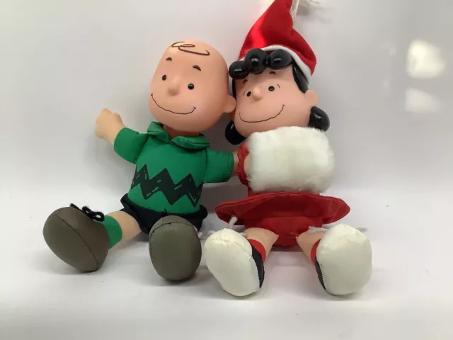 Vintage McDonalds plush toys Xmas Lucy and Charlie Brown 1960s Japan Christmas