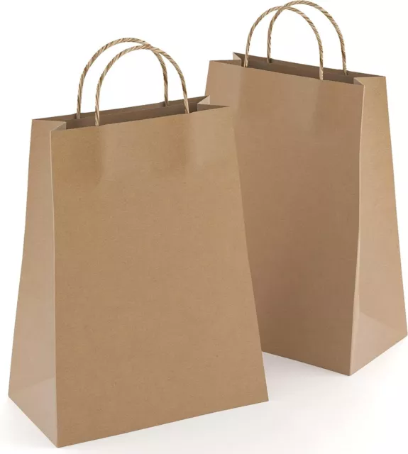 Pack of 25 Natural Brown Kraft Paper Shopping Bags 8 x 4.75 x 10.5 Inch