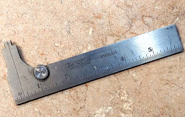 L. S. Starrett Co, Athol Mass No. 1025 Stainless Steel Pocket Slide Calipers, 6"