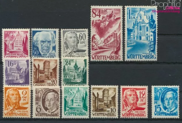 Briefmarken Franz. Zone-Württemberg 1948 Mi 14-27 (kompl.Ausg.) postfrisch(93978