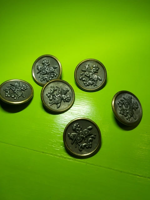 Lot De 6 Gros Boutons Anciens Bleu Foncé - Années 1950 - Diamètre 2,6 Cm - Occasion - Parfait Pour Création Vintage