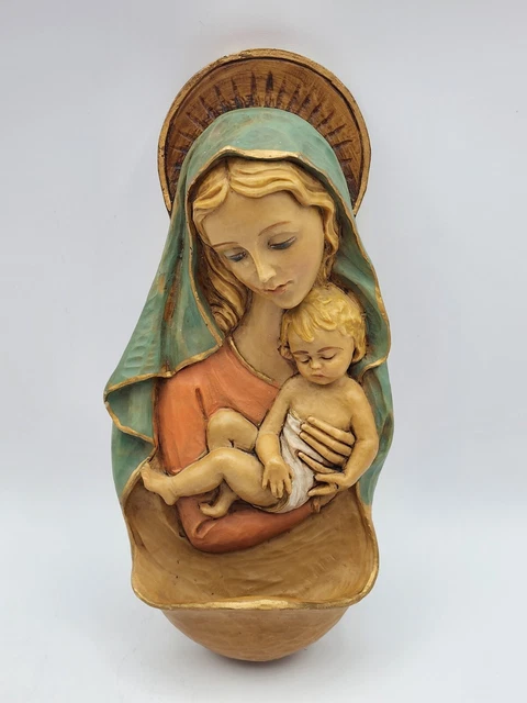 VINTAGE VIRGIN MOTHER Mary Madonna Jesus Child Wall Hanging Decor Italy