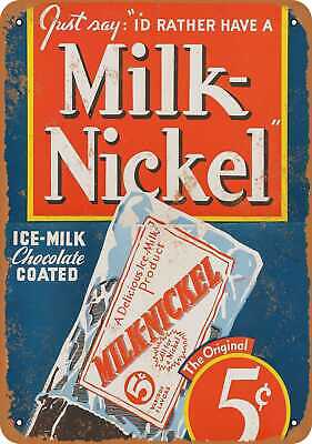 Metal Sign - 1937 Milk-Nickel Ice Milk Bar - Vintage Look Reproduction