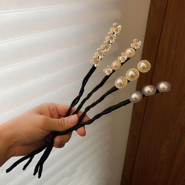 Fashion Flower Pearl Hairpin Bun Maker Twist Headband Hair BEST Accessories C9U2