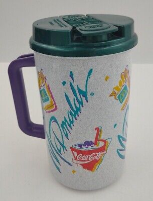Vintage McDonald's Coca Cola Thermo 32oz. Cup For Cold Drinks Plastic Travel Mug