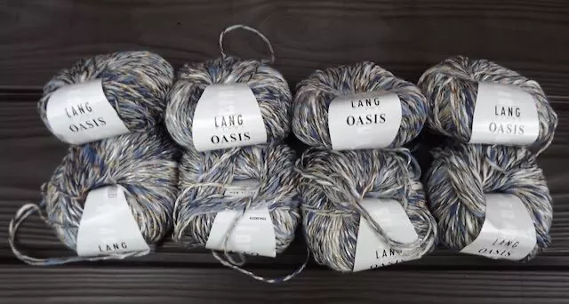 Lang Yarn Oasis, cotton, linen, viscose, navy/taupe, New, 8 balls, 88 yds each Lang Yarn Oasis, cotton, linen, viscose, navy/taupe, New, 8 balls, 88 yds each