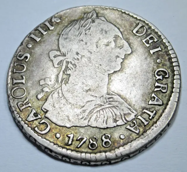 1788 Bolivia Silver 2 Reales Antique Spanish Colonial 1700s Pirate Treasure Coin