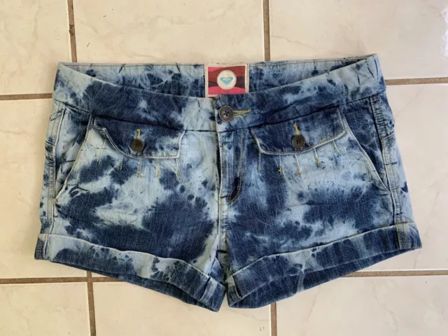 ROXY NEW! Women's Chambray Blue Tie-Dye Low Rise Denim Shorts Sz 9 NWOT!