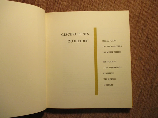 BUCHBINDEREI SIGLOCH Festschrift EINBANDKUNST Bucheinband BUCHBINDER Buchbinden 3