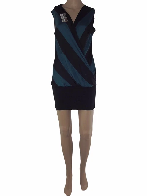 MIXERI MINI ABITO Vestito Dress Donna Verde Nero Made Italy M