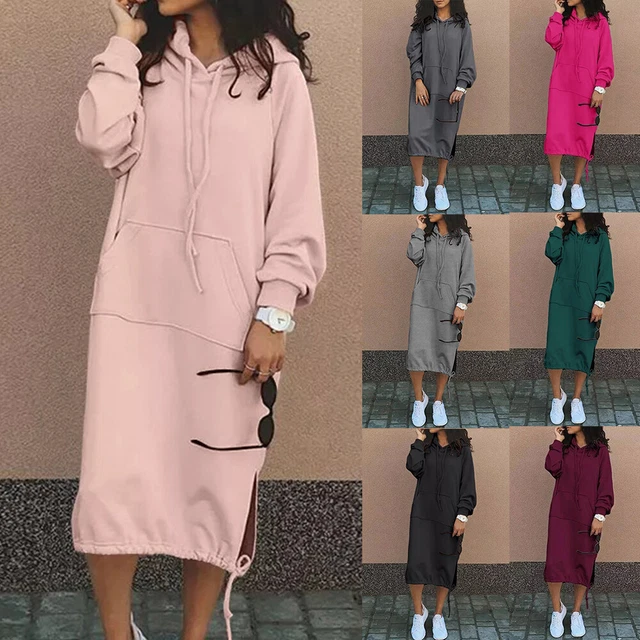 Felpa abito pullover pullover pullover maniche lunghe borse E E
