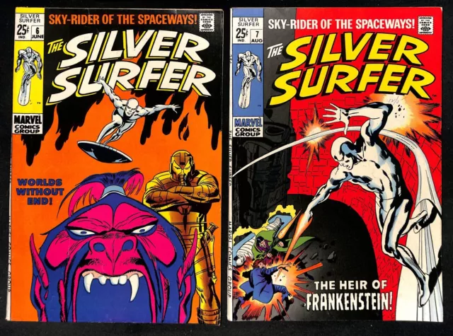 Silver Surfer #6 & #7 - Heir of Frankenstein Marvel Comics 1969 (HB) 88 THICK