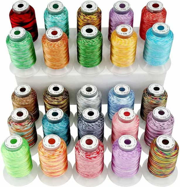 25 Colors Variegated Polyester Embroidery Machine Thread Kit 500M (550Y)