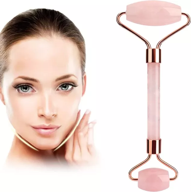 Jade Roller Gua Sha Cara Rosa Set Facial Masaje Belleza Herramienta Piedra Anti