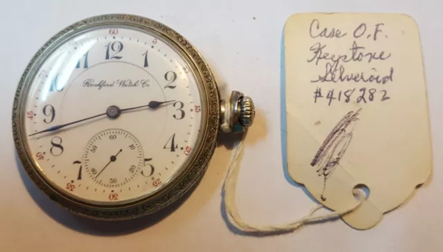 Antique 1899 Rockford Pocket Watch, 17 Jewels, 16 Size, Keystone Guaranteed Silv