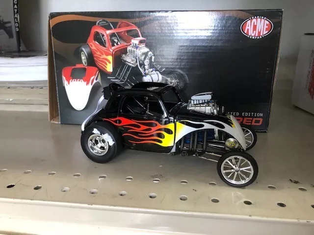 1/18 Acme Fiat Altered Black Topolino  Black With Flames A1800804