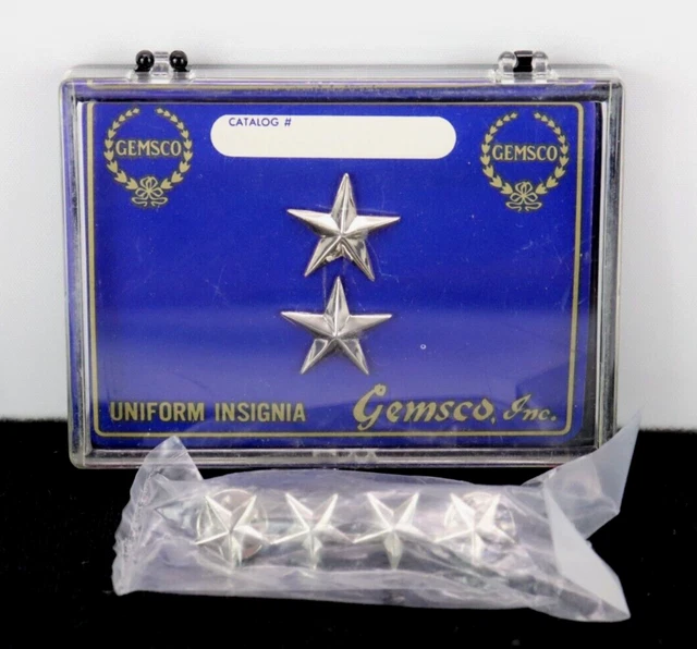 Gemsco 2 Stars and Unbranded 4 Star Uniform Insignia Pins Silver Metal NEW OS