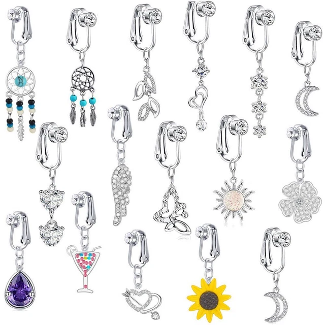 Earring Clip Belly Button Rings Navel Clip on Body Jewelry Fake Belly Rings