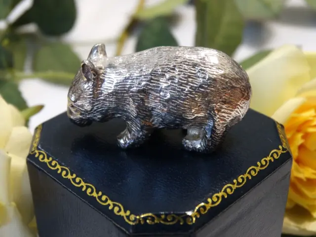 Rare Vintage Australian Pure Silver (999) Wombat Figure Signed Studio Unique