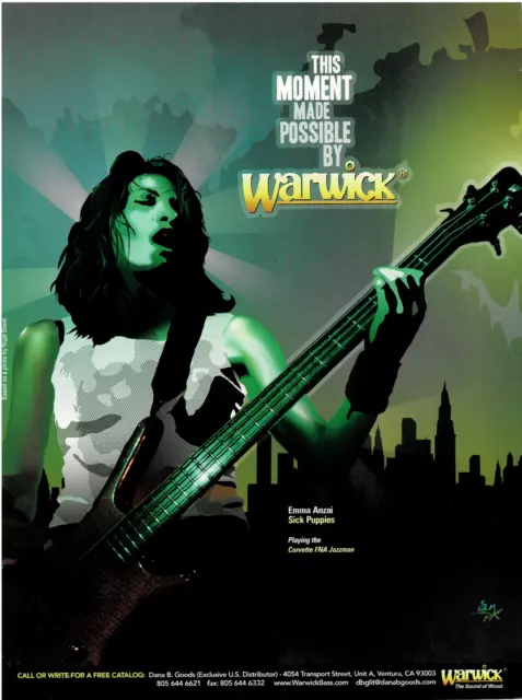 Emma Anzai of Sick Puppies - Warwick Guitars - 2008 Print Ad