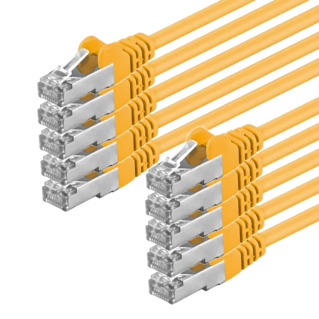 10 Stück CAT5e Kabel F/UTP Patchkabel LAN Netzwerk Ethernet 10x gelb 0,25m - 20m