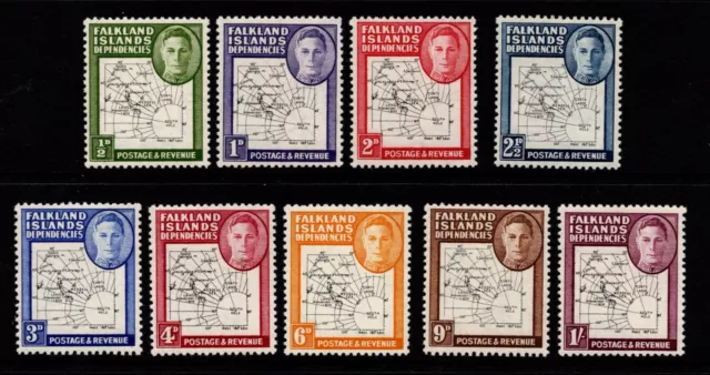 Falkland Islands  Dependencies  1948  Thin Maps Set Of 9  Sg.g9/G16  Mnh