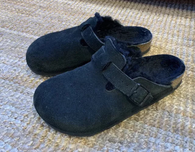 Birkenstock Boston Shearling Lined Clog Black Womens 39