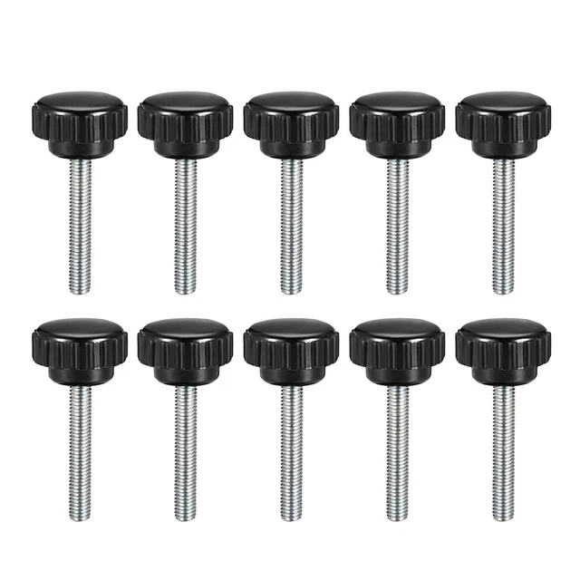 M5x35mm filetage mâle Élément serrage moleté Grip visser tête rond type 10pc