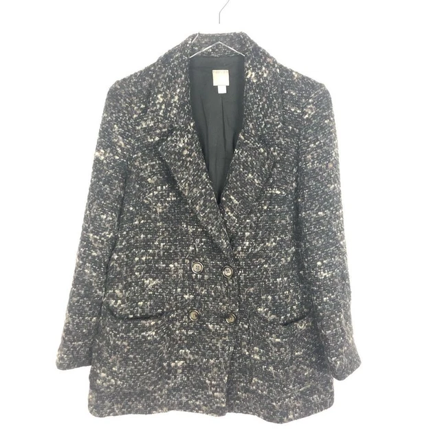 J. Jill Wool Mohair Alpaca Blend Tweed Jacket Coat Gray Black XS EUC