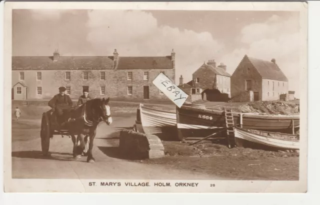 Vintage Rppc Postcard St Mary's Village, Holm, Orkney