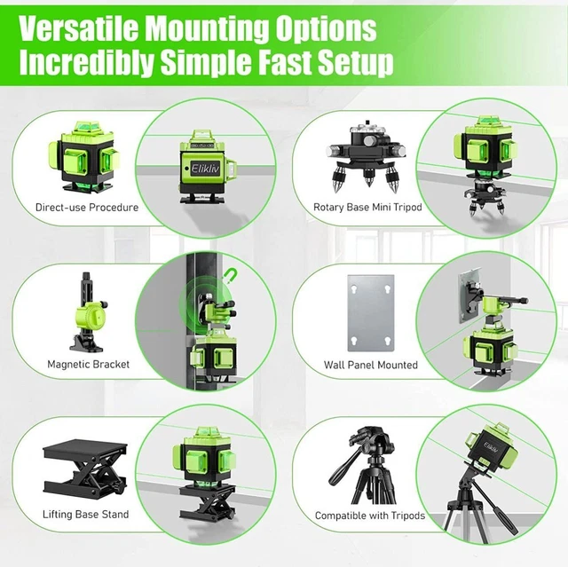 Elikliv Pulse Mode Autolivellante 4x360°Livello Laser 16 Linee Orizzontale Verticale Elikliv Pulse Mode Autolivellante 4x360°Livello Laser 16 Linee Orizzontale Verticale