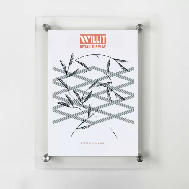 A2 Wall Mounted Picture Frame Poster Display Frames with Standoffs 【FREE POST】