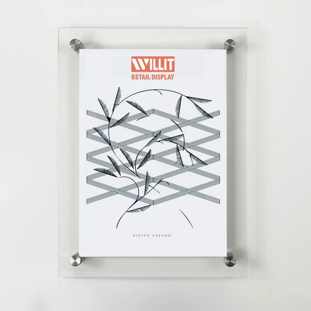 A2 Wall Mounted Picture Frame Poster Display Frames with Standoffs 【FREE POST】